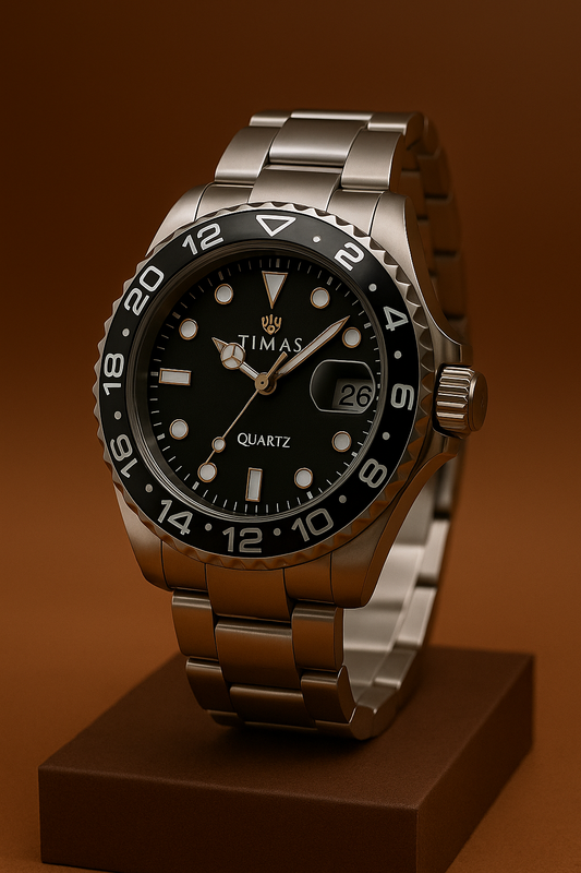 Timas Premium Quartz GMT Watch – Stainless Steel