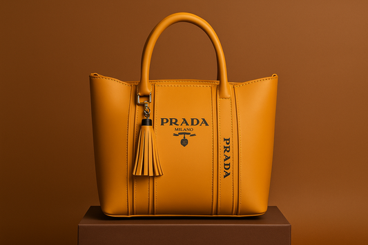 Luxury Mustard Yellow Leather Tote – PRADA Milano